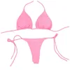 Комплект бикини, летние сексуальные однотонные комплекты бикини Mirco, женские стринги с завязками по бокам, купальник, женский бандажный купальный костюм, бразильские купальники BiquiniL231225
