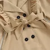 FocusNorm 2-7Y Autumn Kids Girl Trench Coatフリル長袖の四袖ダブルブレストKhaki Windbreaker with Belt 231225