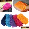 Car Sponge Microfibre Wash Cleaning Drying Gloves Trafine Fiber Chenille Microfiber Window Washing Tool Home Drop Delivery Automobiles Otg8O