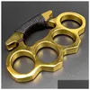 Mässing Knuckles Mticolor Thicked Metal Knuckle Duster Four Finger Tiger Outdoor Cam Safety Defense EDC Tool Drop Delivery Spor DHWPF