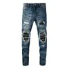 Jeans de designer de designer angustiado Rapped Biker Slim Fit Motorcycle Denim para homens de alta qualidade Jean Mans Pants servir Hommes 5636