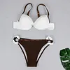 Bikinis Set Sexy Push Up Swimsuit Women Bikini 2023 Solid Swimwear Brazilian White Bikini Set Female Beachwear Bathing Suit biquini BathersL231225