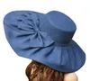 Cappello da sole pieghevole pieghevole con protezione UV per donna Cappello floscio da spiaggia da chiesa per matrimonio a tesa larga Kentucky DerbyA0473626591