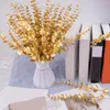 Kwiaty dekoracyjne 20 szt. Złote Wykwintne sztuczne liście Wystrój gałęzie z 15 -calowym sztucznym łodygiem do dekoracji weselnych wazonowych Przyjęcie