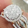 Hela 14K Rose och Gold Diamond Rings Luxury Banket Engagement Anillos Bizuteria Gemstone Round Wedding Jewelry Topaz Diamond3519