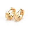 Titanium Steel Stud Earring for Woman Exquisite Simple Fashion C Diamond Ring Lady Earrings Jewelry Gift