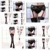 Calzini sexy Donna Y Lingerie Erotic Garter Belt Calzini Set Sheer Lace Scoks Falza High Beltgstring Manccia