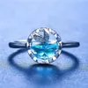 Eheringe Süßes Boho weiblich 925 Sterling Silber Verstellbarer Ring Blue Crystal Mermaid Finger einzigartige Stil Engagement für Frauen281o