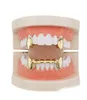 hip hop smooth grillz real gold plated dental grills Vampire tiger teeth rappers body jewelry four colors golden silver rose gold 2327053