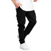 Men's Pants Mens Casual Waist Solid Color Sports Hat Multi Woven Pocket Foot Rope Street Cargo Tie Construction For Men