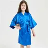 3-13Y Boy Girl Bathrobe Pink Satin Silk Kids Robes Summer Sleepwear Children's Kimono Bath Towel Robe Wedding Spa Party Birthday 231225