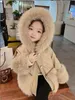 Down Coat Girls Autumn and Winter 2023 New Baby Fashionable Plush Leather Childrens Top Little Girl Fur Drop Delivery Otfuq