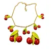 Collier et boucles d'oreilles Vintage à l'huile de cerise rouge, bijoux frais et élégants pour filles, 231222