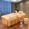 Sheet.Sheet.1pcs Ruffle Bed Kjol Endast Beauty Salon Massage Table Bed Cover Bedoutspread Skinvänlig spa-säng Full täckning med Hole Colchas 231221