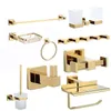 Luxury Golden Bathroom Brass Hardware Towel Rack Paper holder Toilet Brush Holder Towel Holder hook Row hook Activity bar 231222