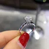 Luxury 2 Ct Brilliant CZ Diamond Rings Bridal Wedding Ring 100% 925 Silver Filled Fine Jewelry Wife Gift R017216S