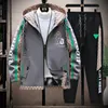 Jacken hochwertige Jacke+Hosen junge Männer Neue Herbst Winter Cartoon Print gutaussehende Baggy Jacke Mode schwere Winter warm warmes zweianges