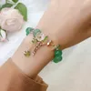 Strand Ruifan Flower Leaf Orange/Purple/Blue/Green Stone Beads Bracelets For Women Female Fashion Jewelry YBR332