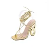 Sandals Summer Women's High-heeled French Style Strappy Versatile Simple Special-shaped Heels