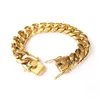 Homens cheios de ouro Miami Chain Chain Bracelet Gares de segurança dupla