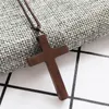 Pendants Precious Solid Wood Cross Pendant Necklace Women Jewelry Top Quality Mahogany Walnut Wooden Necklaces Accessories For Lady Gift