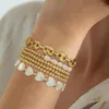 Bracelet Kkbead Strand pour les femmes Gift Natural Pearl Shell 18 K Bracelets plaqués en or imperméables Sets Femme Pulseras Bijoux