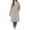 Women's Jackets Long Puffer Jacket Winter Warm Quilted Coat Sleeve Zip Up Outwear With Hood