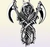 Hommes Pendentif Colliers Grim Reaper Squelette Mort Hip Hop Rétro Cool Rock Roll Sickle 316L En Acier Inoxydable Steampunk Designer Acces2169834