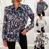 Women's Blouses Sexy Print V Neck Button Down Roll Up Sleeve Lapel Tops For Women Dressy Casual Ladies Elegant Work Shirts Blusas