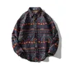Chemise d'hiver masculine Shirts à manches longues de style ethnique rétro pour les hommes Hop Hop Vintage Coat Snap Button Fashion Streetwear 231222