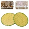 Assiettes 2 PCS BAMBOO Round Post Retro Pot Dish Restaurant Barbecue Plastic Plateau Plateau tissé pour table basse