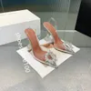 Amina Muaddi Décolleté in PVC Sandali di design di lusso Scarpe eleganti da donna 9,5 cm Scarpe da festa Fibbia impreziosita da cristalli Suola in vacchetta Ripristina perfettamente le scarpe da festa da donna