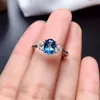 Natural Topaz Ring S925 Sterling Silver Natural London Blue Topaz Lady Gem Ring Simple Style Ring Y1124237M