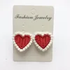 Boucles d'oreilles arrière en tissu coeur fleur de boucle d'oreille pour les femmes tricoter l'amour roude coup de girl et femme