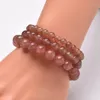 Strand 6mm/ 8mm/10mm Strawberry Quartz Crystal Stone Beads Bracelets Super Hand String Female Male Couples Strench Jewelry