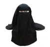 ムスリムバンダナスカーフイスラム3レイヤーniqab burqa bonnet hijabキャップベールヘッドウェアブラックフェイスカバーアバヤスタイルラップヘッド27280065