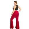 Babbytoro Women Flare Leggings Wide Leg Loose Bell Bottom Dance Party Modal Cotton Legin Pants Plus Size 5XL 4XL 3XL L Black Red 231225