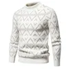 Męskie swetry swobodny męski sweter geometryczny wzór dzianin miękki ciepły pullocz o nokół na jesienne zimowe moda