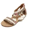 Sandales romaines grande taille pour femmes, chaussures plates de marque, bottes en cuir, semelle TPR, pantoufles en PU, tongs, escarpins à talons hauts BM047