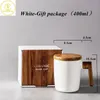 Pacote de presente alça de madeira com capa xícara de café amantes canecas cerâmica conjunto de madeira 231225