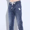 Verão cordão baggy namorado azul harajuku casual hip hop masculino carga denim elegante designer jogger cowboy haren calças de brim 231222