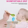 Dinnerware Sets 2pcs/set Tableware Baby Spoon Fork Set Children's Silicone Wooden Feeding Training Cutlery Supplies