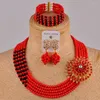 Necklace Earrings Set Pretty White And Clear Ab Nigerian Wedding African Beads Jewelry Crystal 5JZ-07