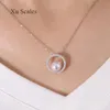 Aurora Brilliant White Akoya Natural Freshwater Pearl Zircon Ring Pendant Halsband S925 Sterling Silver Fashion Collar Chain 231225