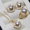 Real Pearl Necklace and Earring Set For Women 18k Gold Plated SMYELDY MODER Gift White 231225