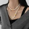 Hänghalsband lyxiga oregelbundna pärlhalsband franska skikt långa enkla och eleganta halschain smycken grossist