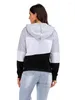 Kadın Hoodies Jim Nora Elegant Sıradan Patchwork Moda Kore Retro Spor Hoodie Mizaç Çizgili Vintage Kazak