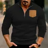 Men's Hoodies Sand Hoodie Men Large Size Winter Wool Half Zip Stand Collar Pocket Pullover Solid Color Casual Hiccup