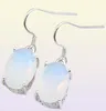LuckyShine 5 set regalo per la famiglia di amici orecchini ovali opali bianchi e collana a catena con ciondolo in argento 925 set da sposa moda donna FRE8094316