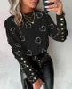 Blouses de mujer Camisa de amor casual Blusa Fashion Fashion Fashion Camisetas de manga larga para 2024 Spring Autumn Black Button Tops Damas